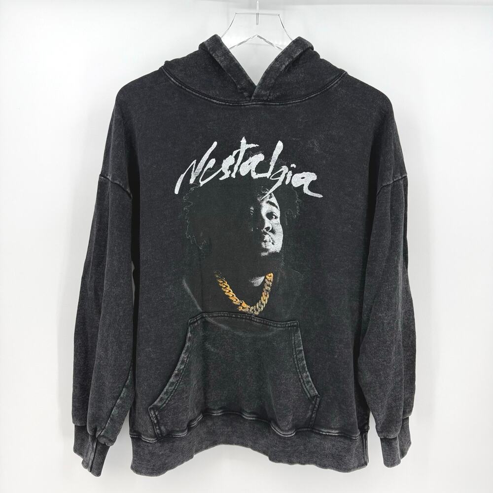 Rod Wave Nostalgia Tour Hoodie Size XL Distressed Black Wash Sweatshirt